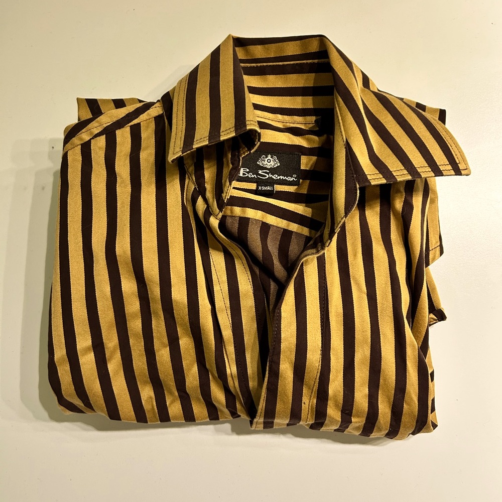 Ben Sherman Gold Pinstripe Button Down XS